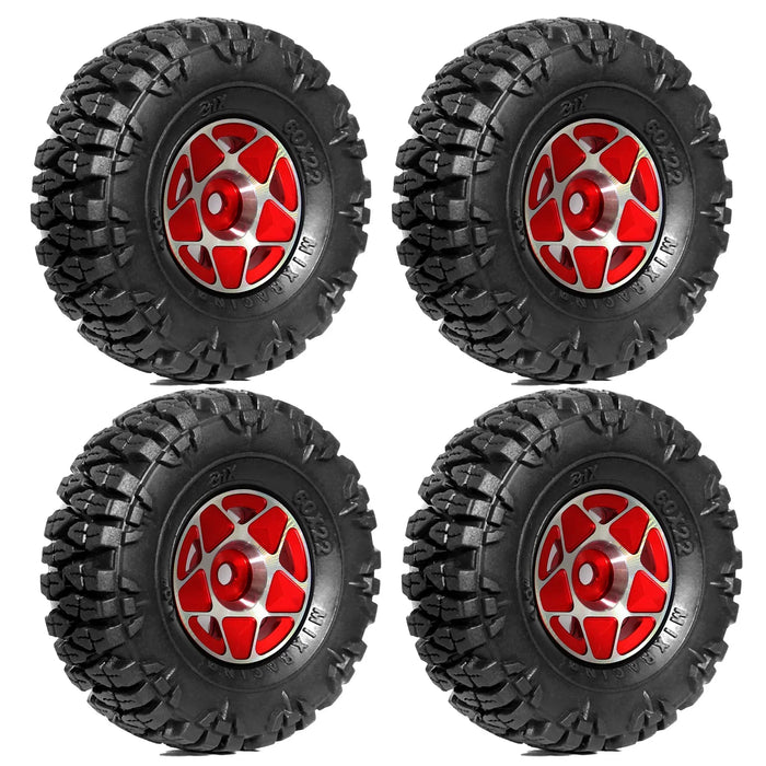 4PCS 1.0" 60x22mm 1/24 1/18 Crawler Beadlock Wheels Set (Metal, Rubber)