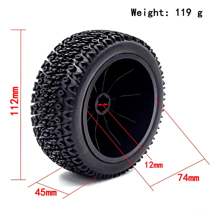 4PCS 112x45mm 1/10 Short Course Wheels Set (Plastic, Rubber)