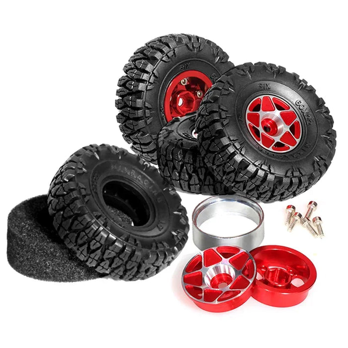 4PCS 1.0" 60x22mm 1/24 1/18 Crawler Beadlock Wheels Set (Metal, Rubber)