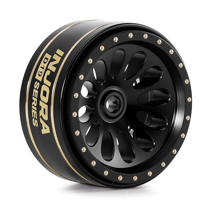 INJORA 4PCS 0.7" 19x10.7mm D19 Ripple Black Coating Beadlock Wheels 1/30