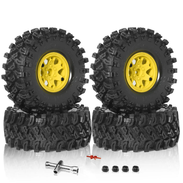 Ensemble de 4 roues beadlock 2,2" 136x58mm pour crawler 1/10 (plastique, caoutchouc)