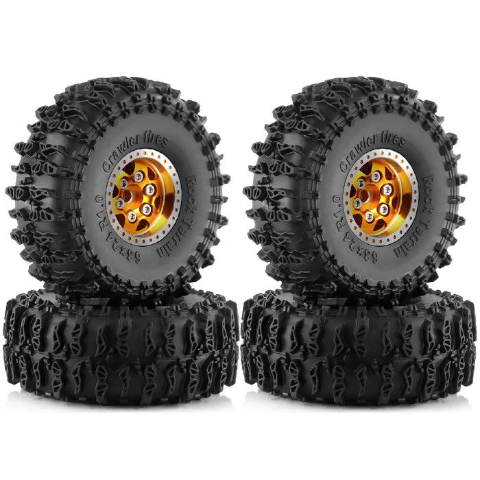 4PCS 1.0" 63x24mm 1/18 Crawler Beadlock Wheels Set (Metal, Rubber)