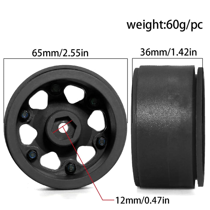 4PCS 2.2" 65x36mm 1/10 Crawler Beadlock Wheels (Plastic)