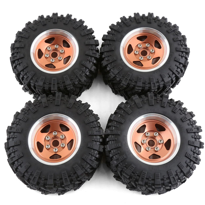 4PCS 1.9" 98x36mm 1/10 Crawler Beadlock Wheels Set (Metal, Rubber)