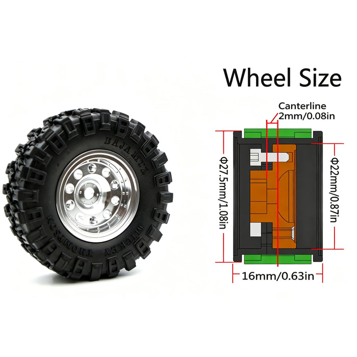 TxxRcss 4PCS 1.0" 52x19mm Beadlock Wheel Set  1/18/24 (Alu)