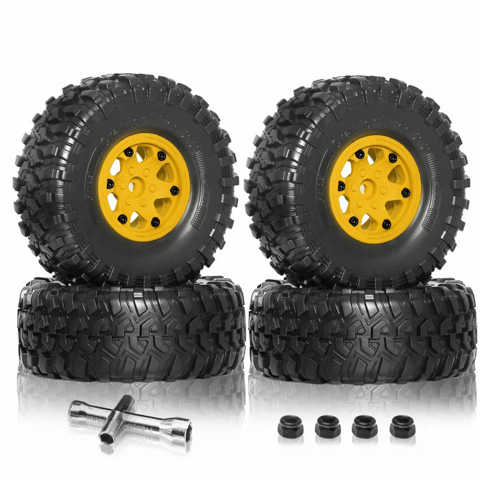 4PCS 2.2" 132x55mm 1/10 Crawler Beadlock Wheels Set (Plastic, Rubber)
