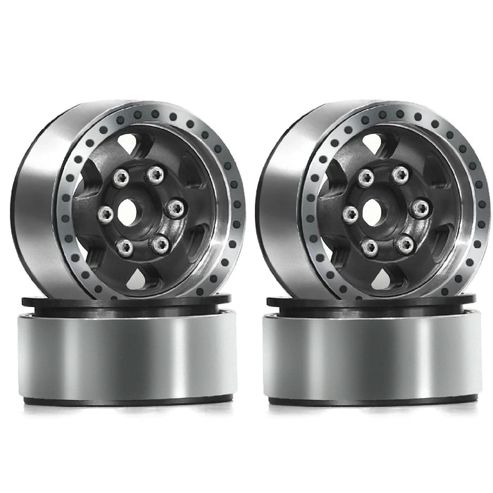 4PCS 1.0" 28x13mm 1/18 1/24 Crawler Beadlock Wheels Set (Metal)