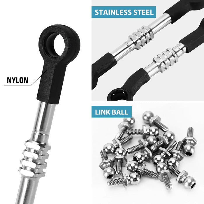 INJORA Ensemble de liens réglables pour Losi Micro-B Micro-T (RVS)