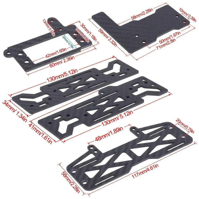 Battery Plate & Servo Mount Kit for Vanquish VS4-10 1/10 (Koolstofvezel)