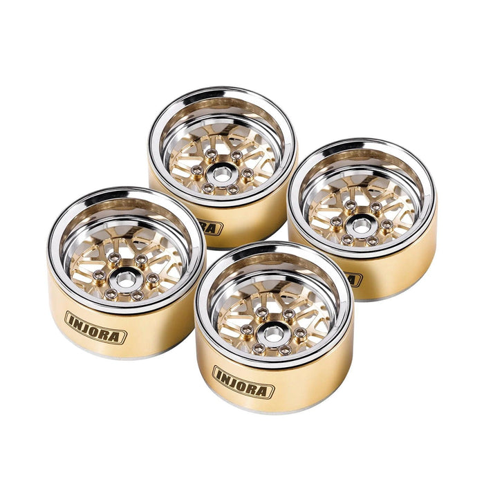 4PCS INJORA 1.0" 28x15.4mm 1/18 1/24 Crawler Beadlock Wheels (Messing en aluminium)