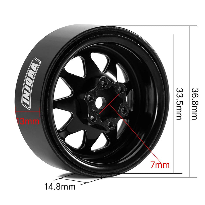 INJORA -4.05mm Offset 1.3" 33.5x14.8mm Beadlock Crawler Wheels 1/24 1/18 (Steel) W1312