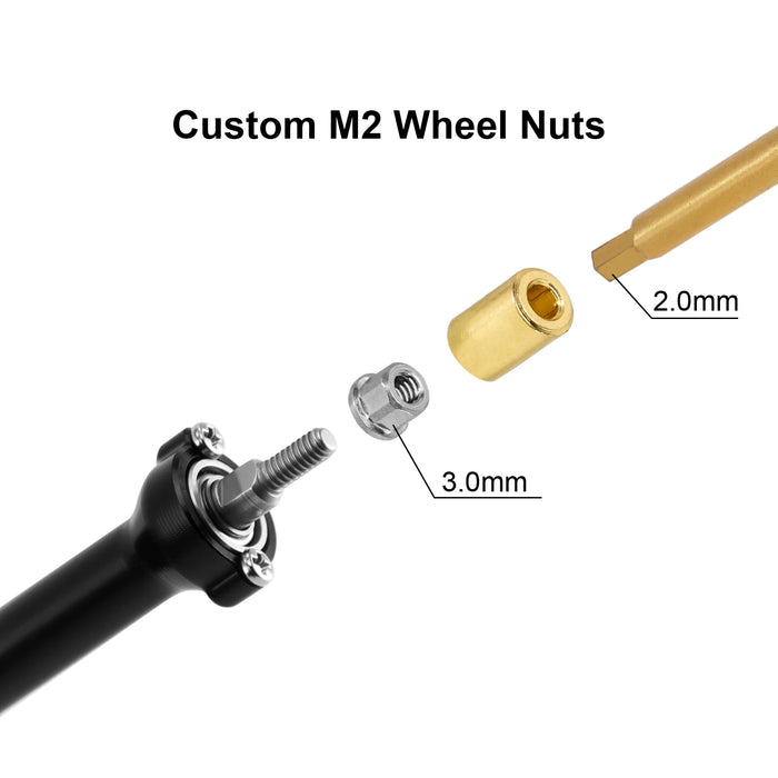 INJORA Stock Width Axles w/ Steering Knuckles for Axial SCX30 1/30