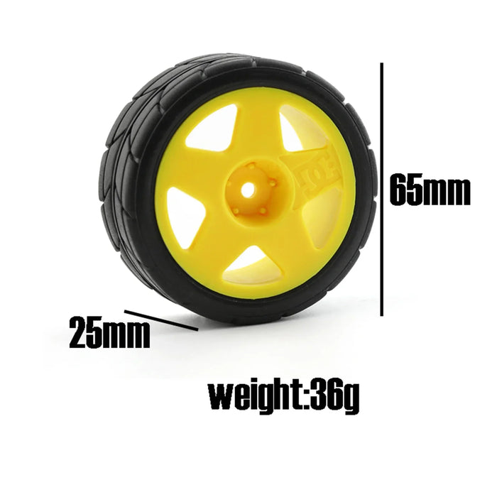 4PCS 65x25mm 1/10 Rally Wheels Set (Plastic, Rubber)