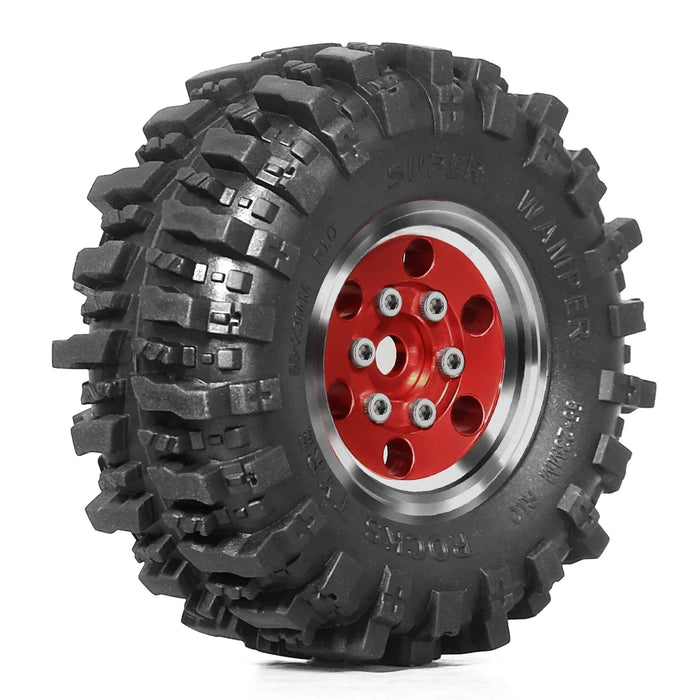 4PCS 1.0" 55x23mm 1/18 1/24 Crawler Beadlock Wheels Set (Metal, Rubber)