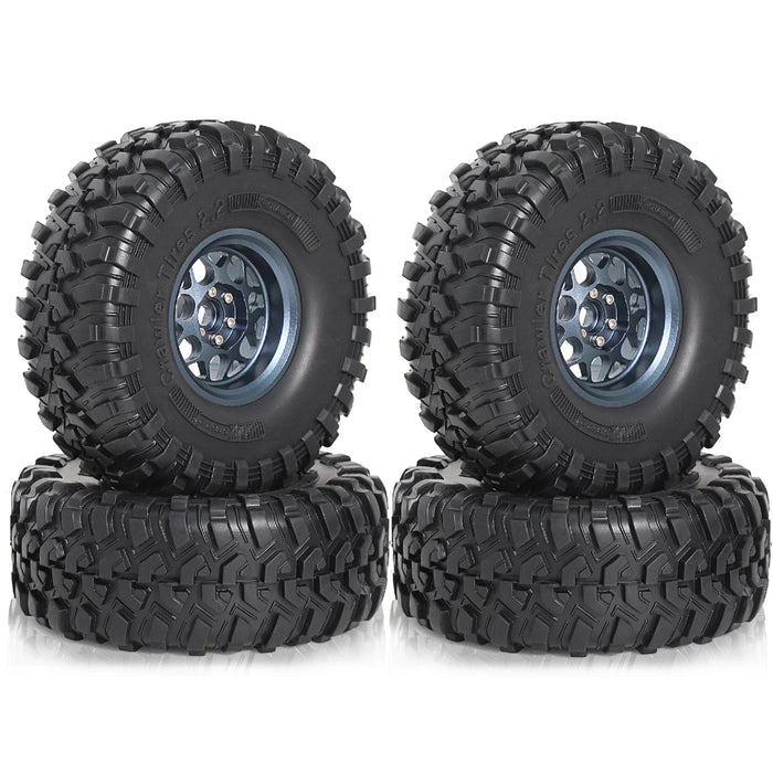4PCS 2.2" 132x53mm 1/10 Crawler Beadlock Wheels Set (Metal, Rubber)