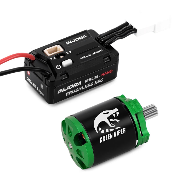 INJORA MBL32-NANO Brushless ESC & 1621 Green Viper Motor 4300KV 1/30