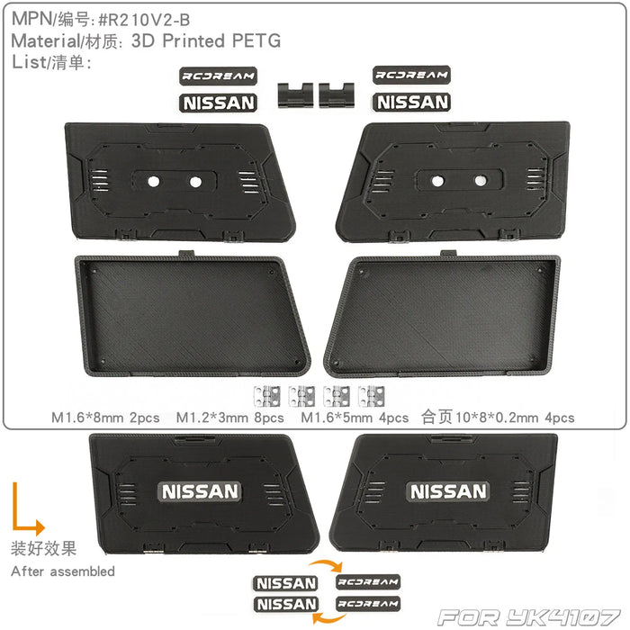 Coffre à outils de fenêtre latérale RCDream pour Yikong YK4107 Patrol 1/10
