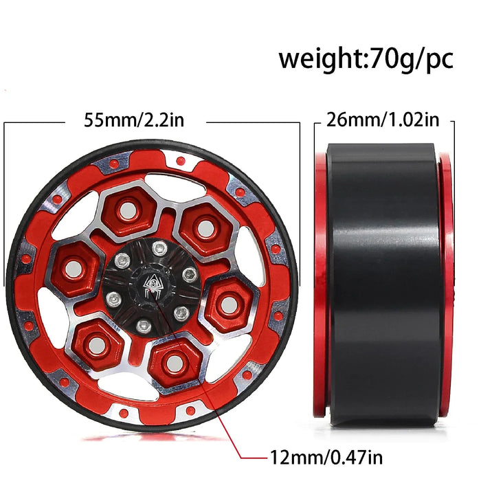 4PCS 1.9" 55x26mm 1/10 Crawler Beadlock Wheels (Metaal)