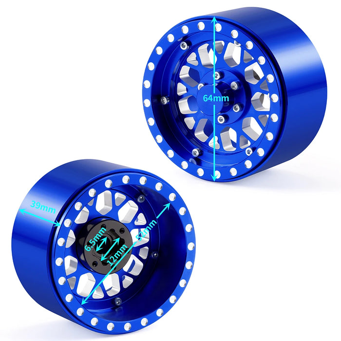 4PCS 2.2" 64x39mm Jantes Beadlock pour Crawler 1/10 (Alu)