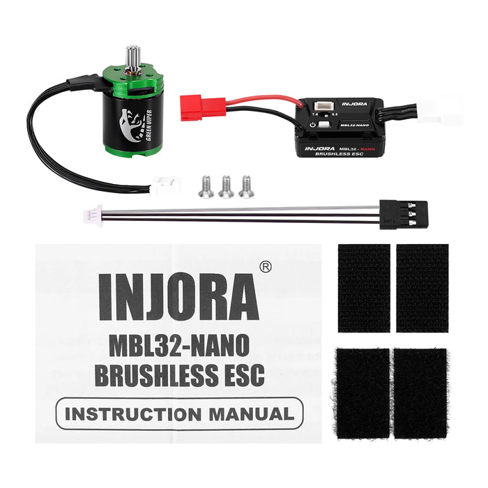 INJORA MBL32-NANO Brushless ESC & 1621 Green Viper Motor 4300KV 1/30