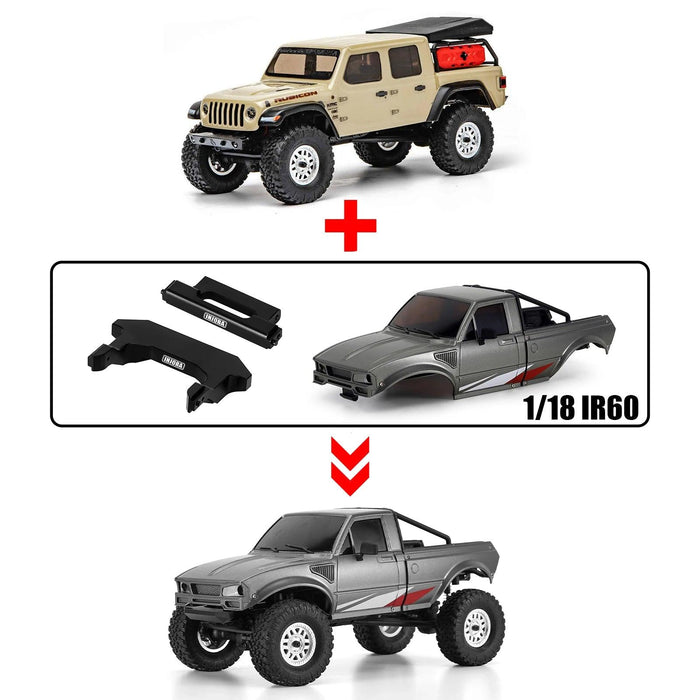 Pare-chocs avant rigide INJORA et support arrière pour Axial SCX24 Gladiator Power Wagon 1/24 (Aluminium)