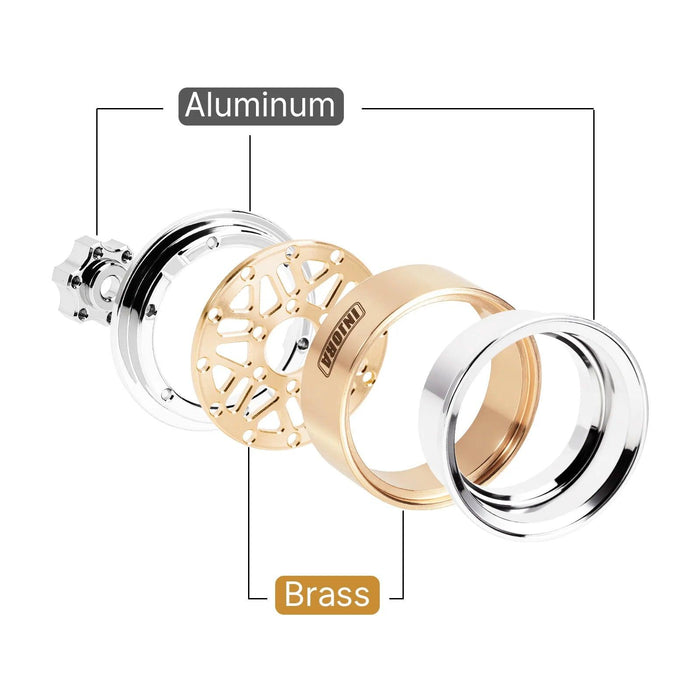 4PCS INJORA 1.0" 28x15.4mm 1/18 1/24 Crawler Beadlock Wheels (Messing en aluminium)