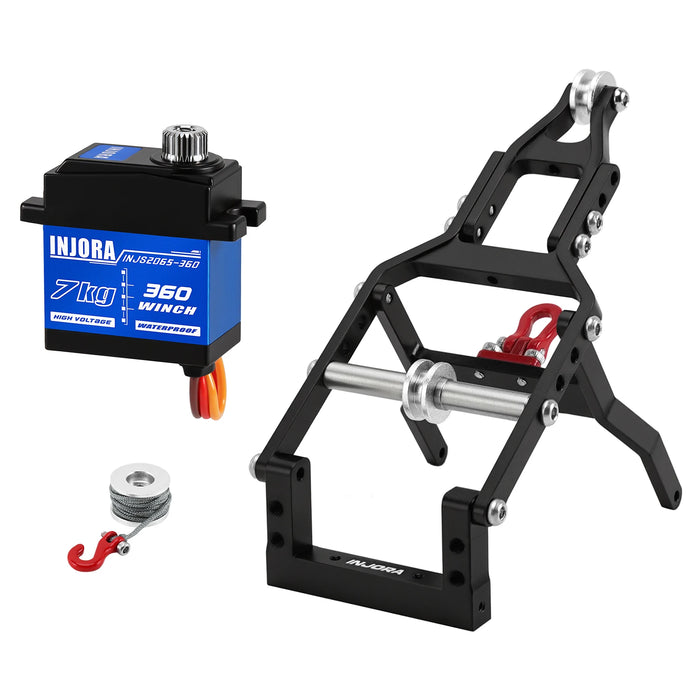 INJORA Tow Truck Crane Kit & INJS2065-360 Winch Servo for Axial SCX24 1/24