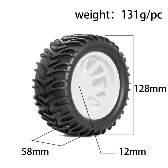 4PCS 128x58mm 1/10 Truggy Wheels Set (Plastic, Rubber)