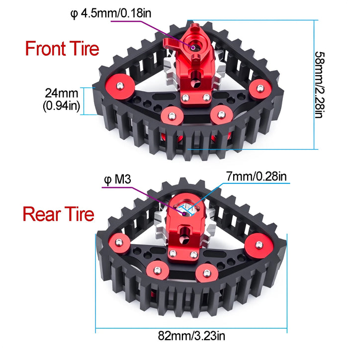 4PCS Snow Track Tires for Axial SCX24 1/24