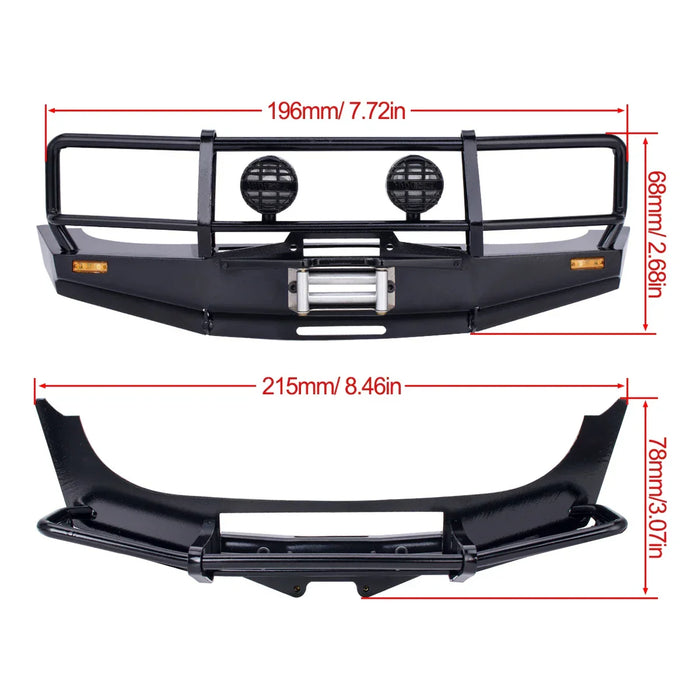 Tube Front Winch Bar Bumper for Axial SCX10 II, TRX4 LC80 Body 1/10 (Metaal)