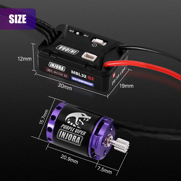 Injora MBL32 G2 ESC & 1721 Purple Viper Motor for Axial SCX24 1/24