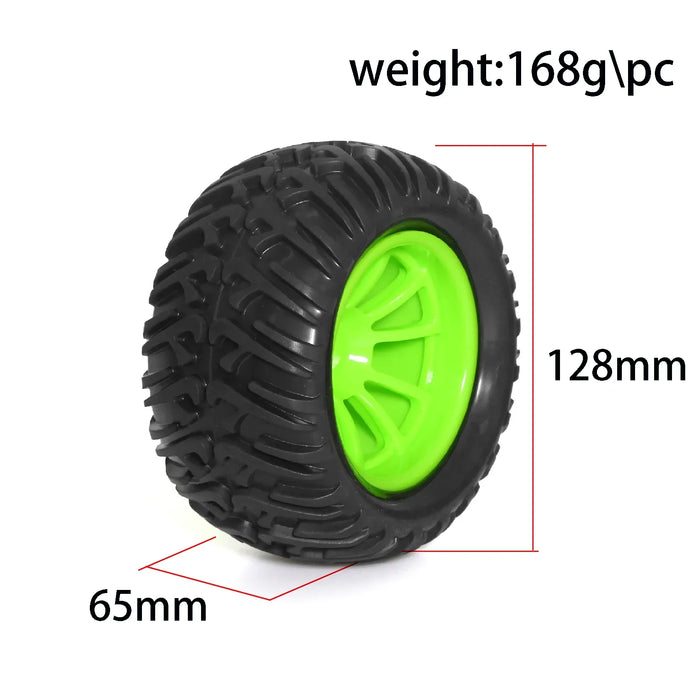 4PCS 128x65mm 1/10 Monster Truck Wheels Set (Plastic, Rubber)