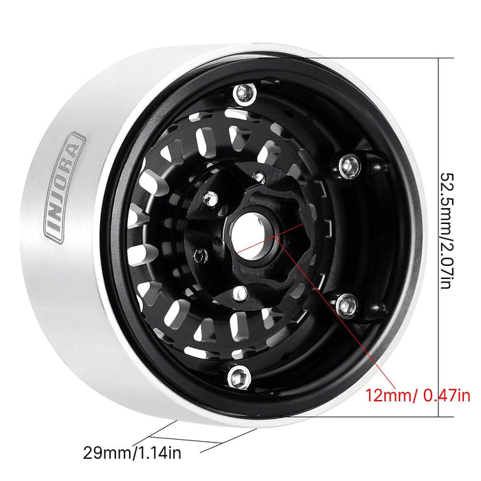 INJORA -10mm Offset 1.9" 52.5x29mm 1/10 Crawler Beadlock Wheels (Aluminium)