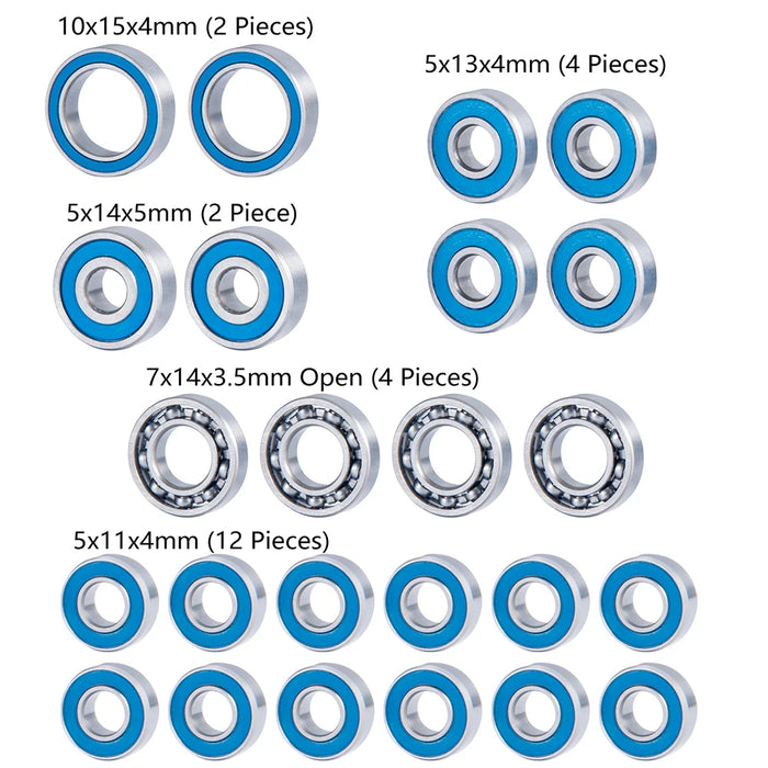 24PCS Wheel Hubs Bearing Kit for Axial Capra Currie F9 1/10 (Metal)