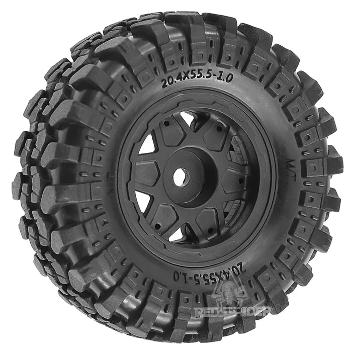 4PCS 1.0" 55x20.4mm 1/24 Crawler Wheels Set (Plastic, Rubber)