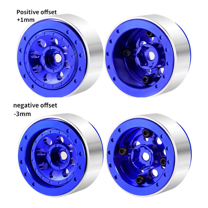 4PCS 1.0" +1mm/-3mm décalage jante beadlock pour crawler (alu)