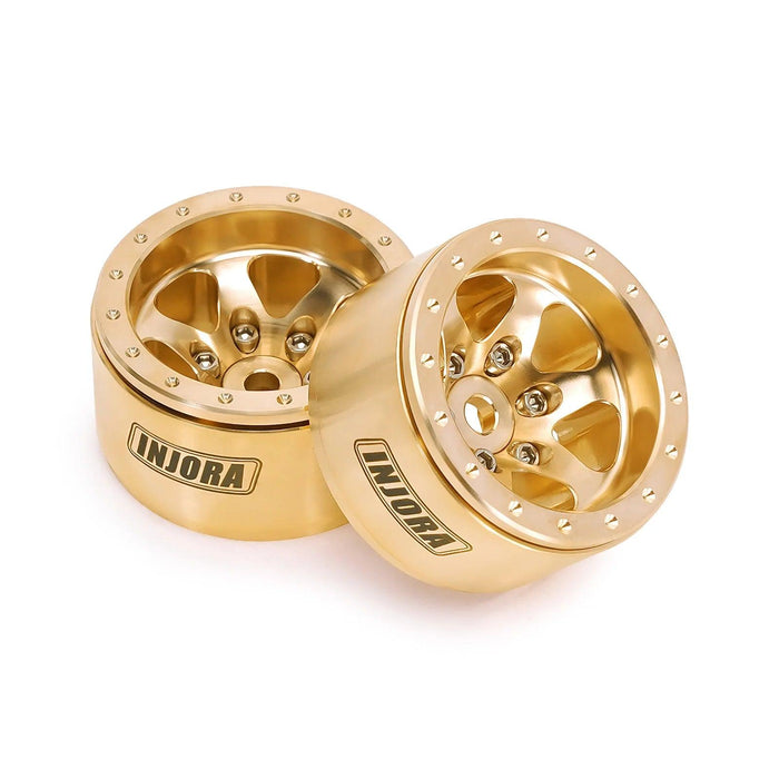 INJORA 1.0" 28x15.4mm 1/24 1/18 Crawler Beadlock Wheels (Brass)
