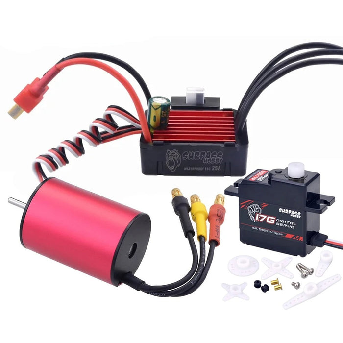 Surpass Hobby 2430 6300KV Brushless Motor, 25A ESC, 17g Servo