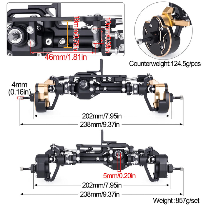 Front & Rear Axle Kit for Axial Capra 1/10 (Alu, Messing)
