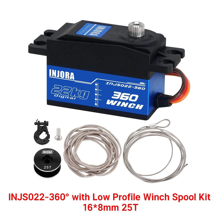 INJORA INJS022-360 22KG 360° Treuil à Profil Bas Brossé avec Bobine Servo
