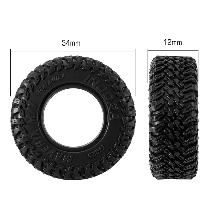 4PCS 34x12mm 0.7" MAVERIX M/T Tires for Axial SCX30 1/30