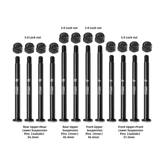 GPM Broches de suspension avant et arrière pour TRAXXAS Mini Maxx/XRT 1/10 (Acier)