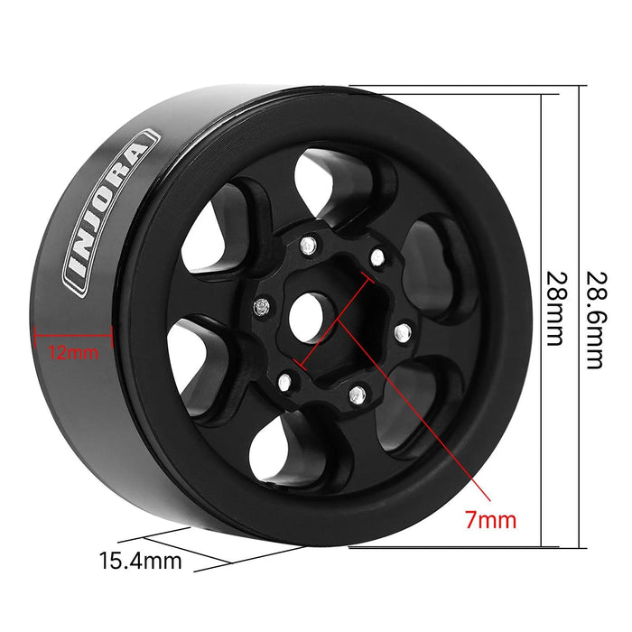 INJORA -4.7mm Negative Offset 1.0" 28x15.4mm 1/24 1/18 Crawler Beadlock Wheels (Aluminium)