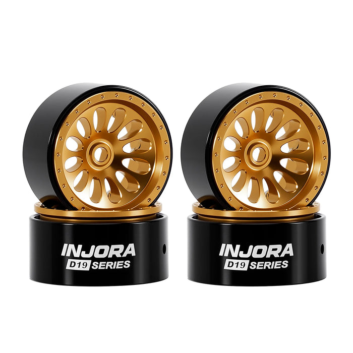 INJORA 4PCS 0.7" 19x10.7mm Ripple D19 Beadlock Crawler Wheels 1/30
