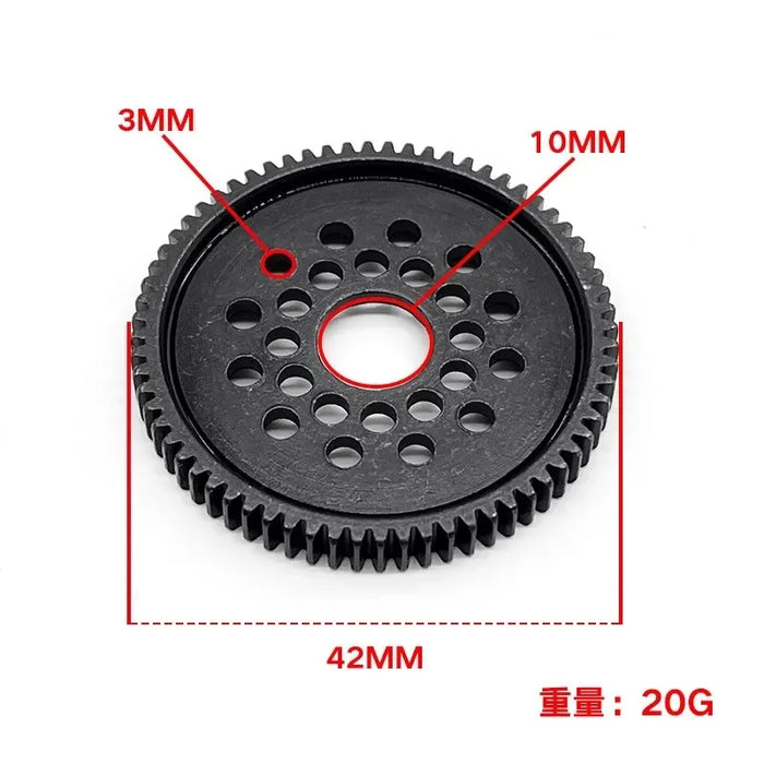 Ensemble d'engrenages droits en métal 63T-71T pour Tamiya TT02
