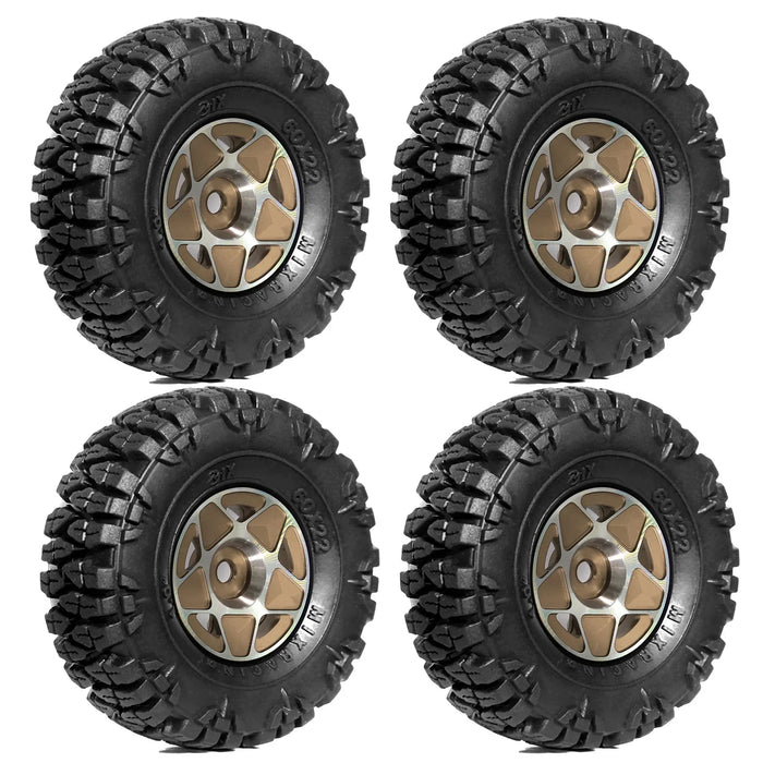 4PCS 1.0" 60x22mm 1/24 1/18 Crawler Beadlock Wheels Set (Metal, Rubber)