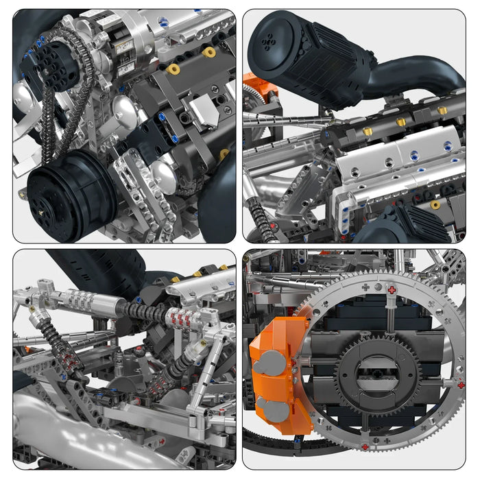 Mould King 10248 JZK V8 Hyper Engine Model Building Blocks (Stukken 3192)