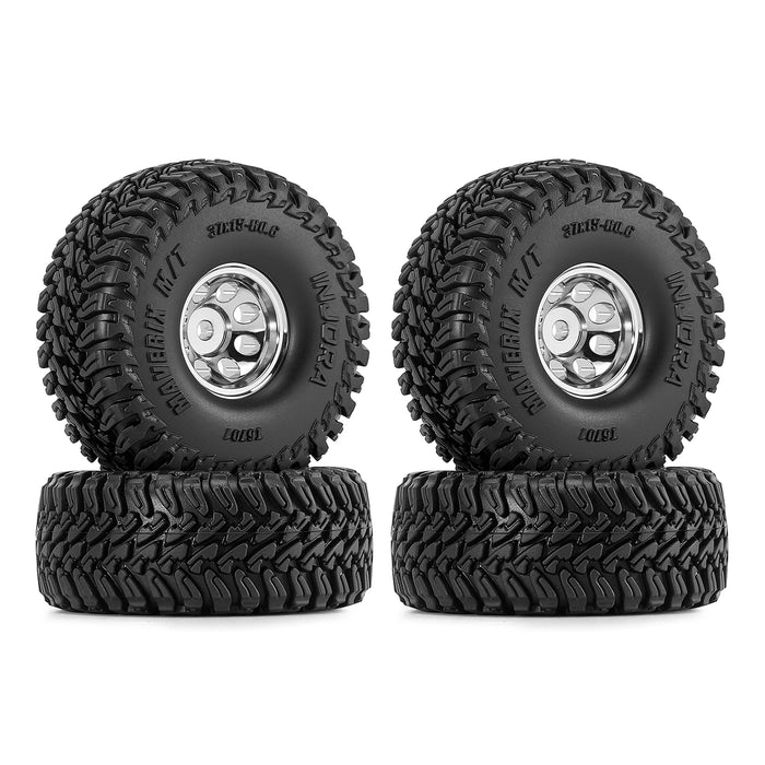INJORA 4PCS 0.6"/0.7" 37×15mm Beadlock Wheel & MAVERIX M/T Tire Set 1/30