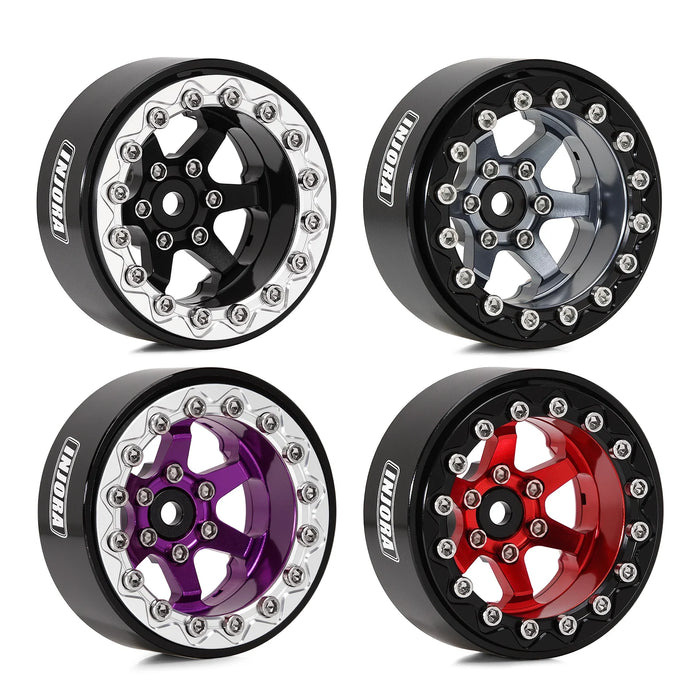 4PCS -5.25mm Offset 1.3" 33.5x16.5mm Beadlock Wheels 1/24 1/18 Crawler (Alu)