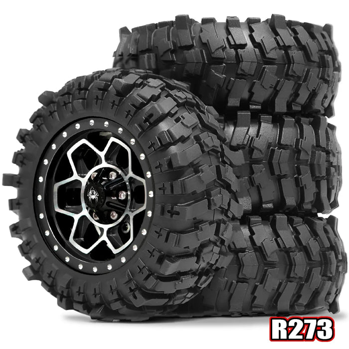 4PCS 1.9" 88x36mm 1/12 Crawler Beadlock Wheels Set (Metal, Rubber)